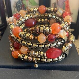 Elegant Multi-Color Beaded Coil Bracelet